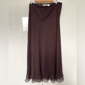 Heirloom brown polka dot Chiffon maxi Skirt size Large
